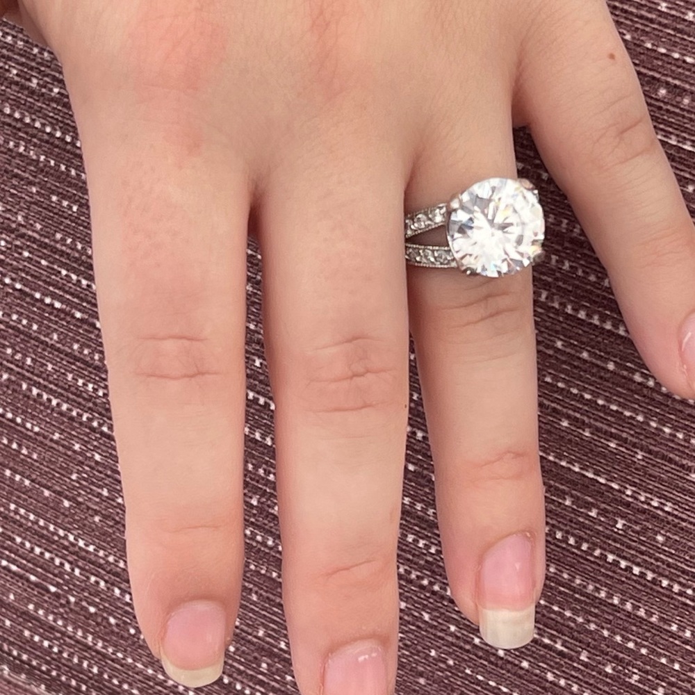 Simulated Diamond Split Shank Cocktail Ring - image 2